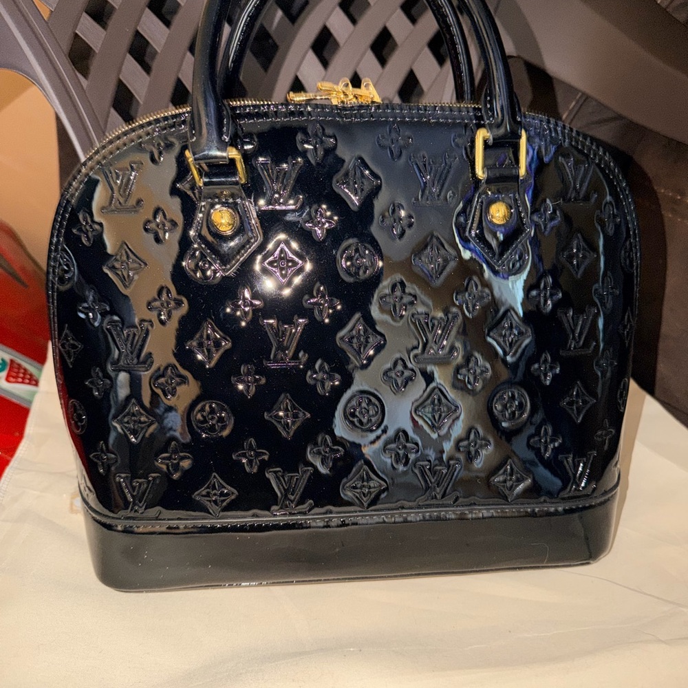 Shiny Black Embossed Satchel